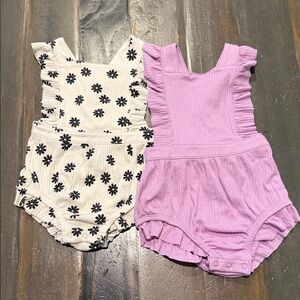 Cat & Jack Baby Rompers - Black Floral and Light Purple